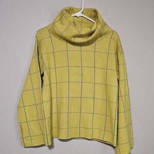 Rain & Rose Turtleneck Sweater Women's Size Small Knit Plaid